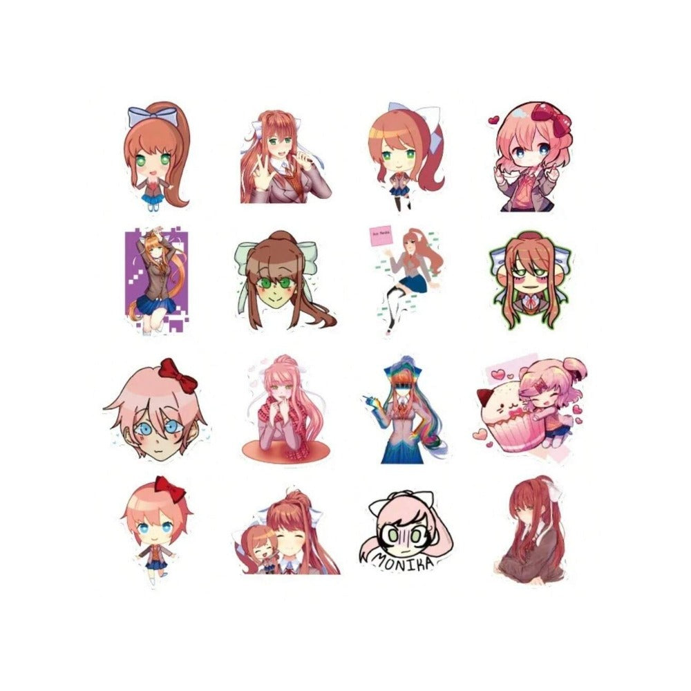 50PCS Anime Cartoon Monica Doodle Stickers - Exquisite, Fashionable, Creative DIY Journal Decorations Suitable for Helmets, Water Bottles, Guitars, Skateboards, and Stationery Cases