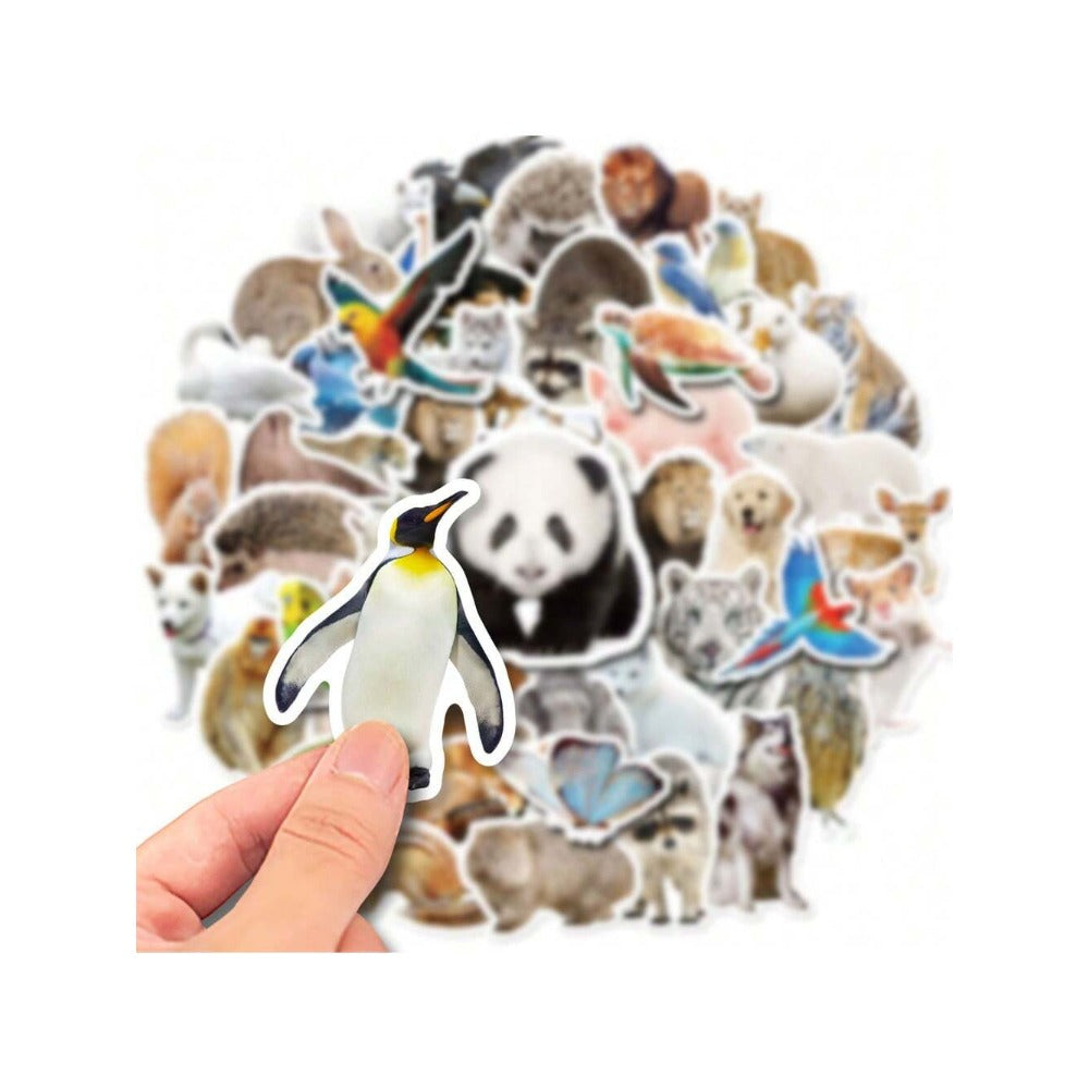 50PCS Cartoon Realistic Animal Cute Doodle Stickers Exquisite Fashion Creative DIY Journal Decorative Decals Suitable for Mugs, Helmets, Skateboards, and Stationery Boxes