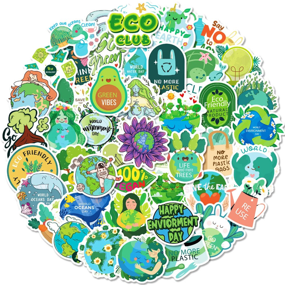 50PCS Cartoon Eco-Friendly Doodle Stickers Exquisite, Fashionable, Creative DIY Journal Decorations Suitable for Helmets, Skateboards, Guitars, Bags, Water Bottles, and Stationery Cases