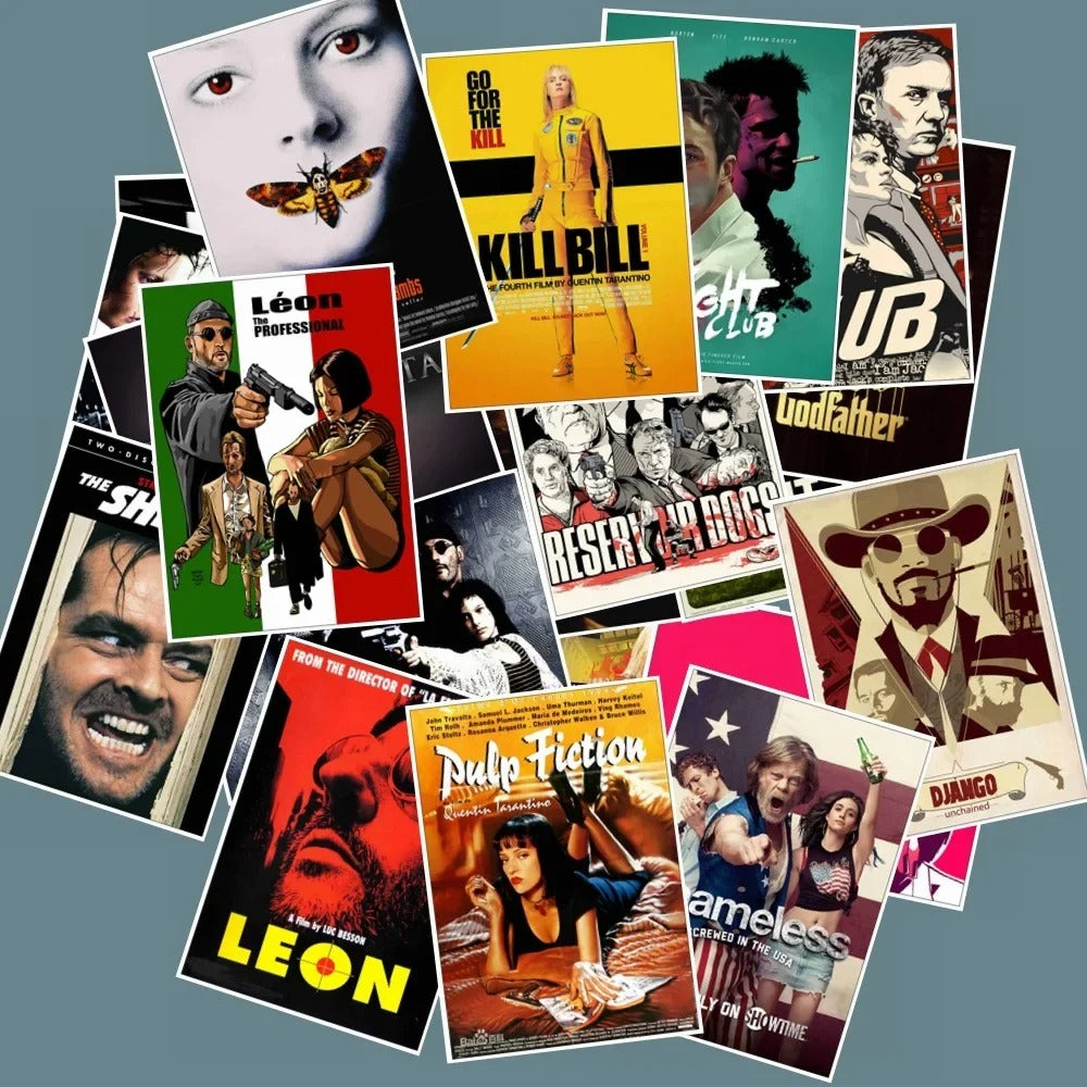 25-Piece Classic Movie Poster Series Doodle Stickers Perfect for luggage, phone cases, water bottles, skateboards, pencil cases, and desktop decorations.