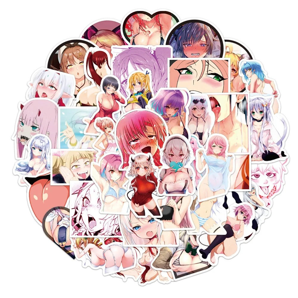 50PCS Anime Bunny Girl Stickers, Playful Cartoon Doodles with Ears for Pop Culture and Stylish Decor
