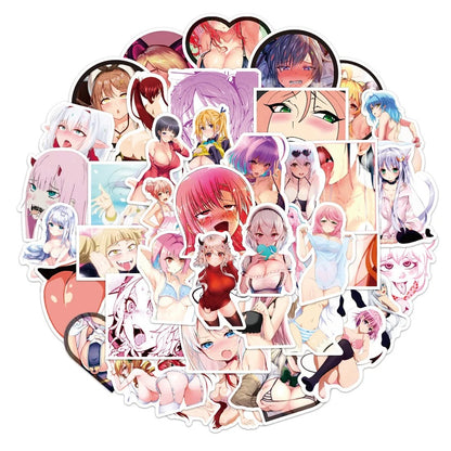 50PCS Anime Bunny Girl Stickers, Playful Cartoon Doodles with Ears for Pop Culture and Stylish Decor