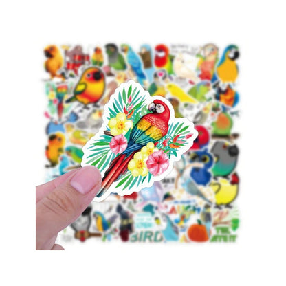 50-Piece Cartoon Animal Parrot Doodle Stickers Exquisite, Fashionable & Creative DIY Decorative Stickers for Notebooks Suitable for Fridges, Helmets, Skateboards, Water Bottles & Stationery Boxes
