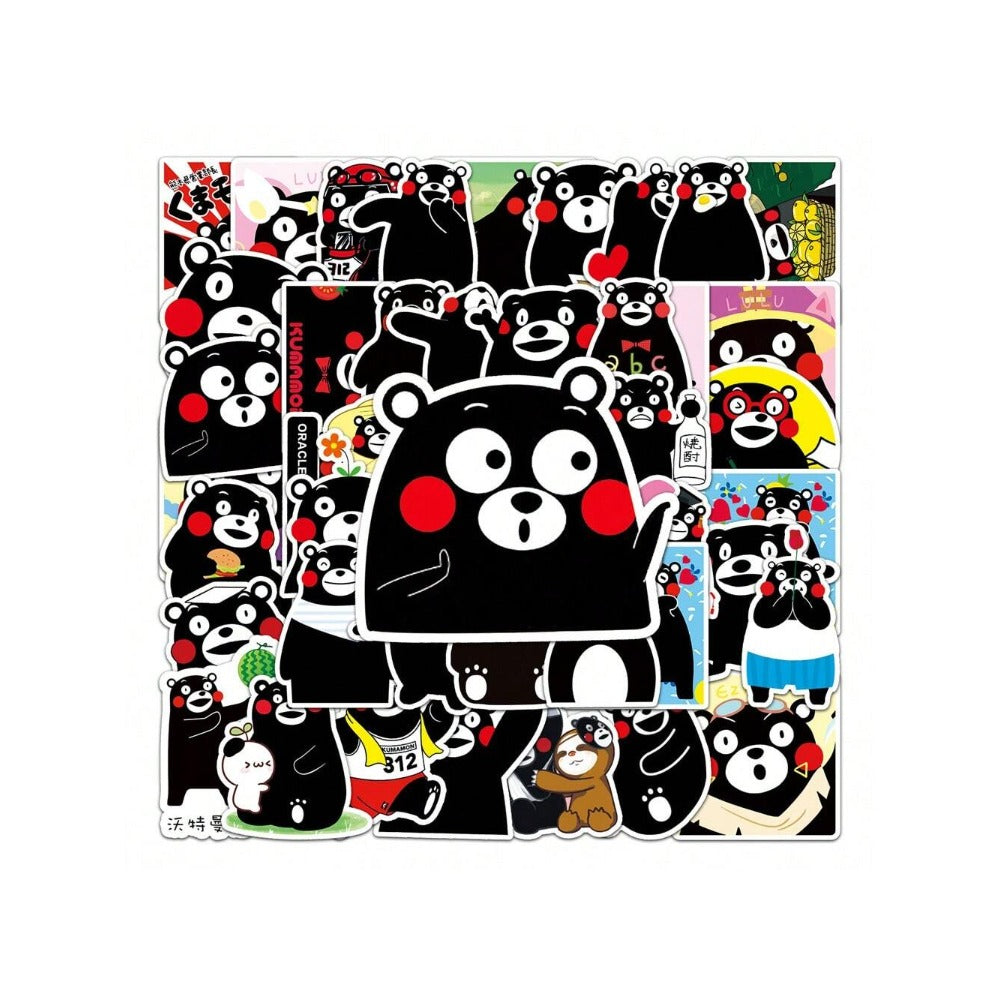 50PCS Cute Kumamon Theme Doodle Stickers Exquisite, Fashionable, Creative DIY Decorative Decals Suitable for Luggage, Laptops, Phone Cases, Mugs, and Stationery Boxes
