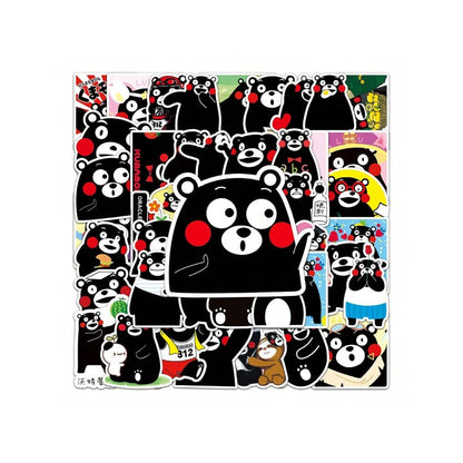 50PCS Cute Kumamon Theme Doodle Stickers Exquisite, Fashionable, Creative DIY Decorative Decals Suitable for Luggage, Laptops, Phone Cases, Mugs, and Stationery Boxes