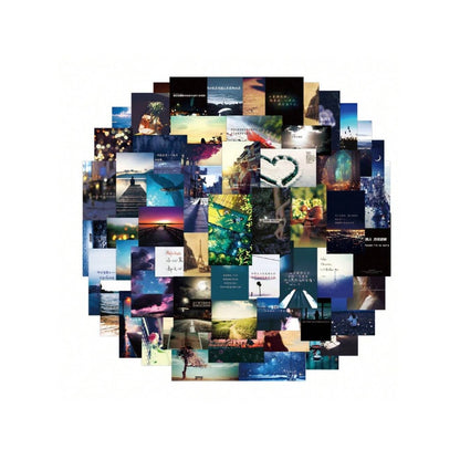 60PCS Beautiful Scenery Night Graffiti Stickers Exquisite, Fashionable, Creative DIY Journal Decorations Suitable for Bicycles, Scooters, Car Helmets, Laptops, and Stationery Boxes