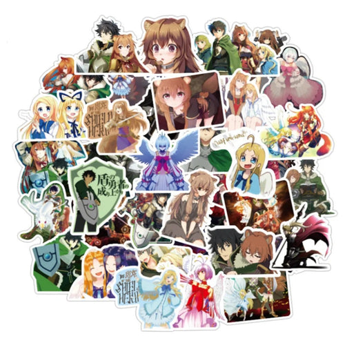 50PCS The Rising of the Shield Hero Cartoon Doodle Stickers Perfect for phone cases, laptops, skateboards, water bottles, helmets, pencil cases, and as exquisite desktop decorations or journal embellishments.