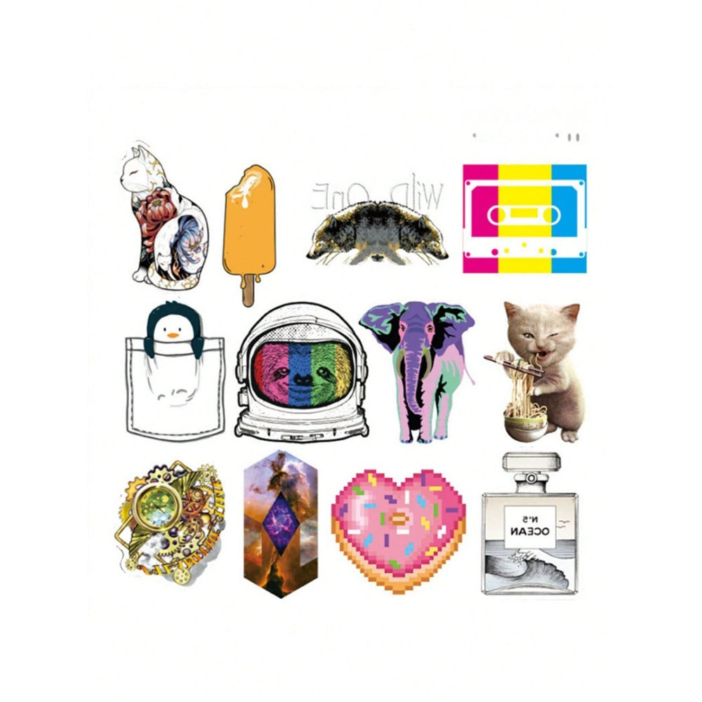 50PCS Cartoon Animal Dazzling Color Graffiti Stickers Exquisite, Fashionable, Creative DIY Journal Decals Suitable for Water Bottles, Helmets, Skateboards, Pencil Cases, and Desktops