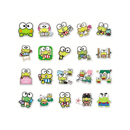 50PCS Adorable Big-Eyed Frog Cartoon Doodle Stickers Exquisite, Fashionable, Creative DIY Planner Decor Decals Perfect for Mugs, Helmets, Skateboards, and Stationery Cases