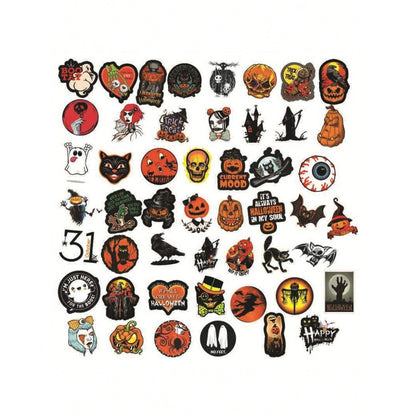 50PCS Cartoon Retro Halloween Decor Pumpkin Ghost Spooky Graffiti Stickers for Skateboards, Water Bottles, Helmets, Stationery Boxes, and Beautiful Desktop Decor Decals