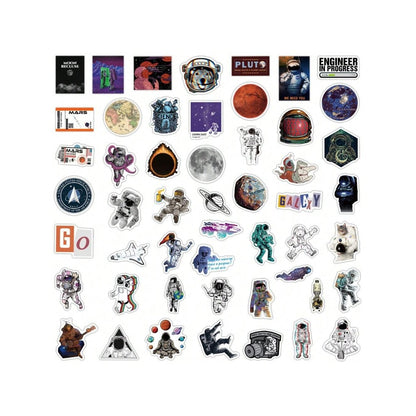 100PCS Cosmic Planet Astronaut Animal Doodle Stickers Exquisite, Stylish, Creative DIY Journal Decorations Suitable for Notebooks, Skateboards, Mugs, Helmets, Water Bottles, and Stationery Boxes