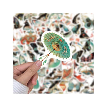 50PCS Chinese-Style Kite Vintage Series Graffiti Stickers Exquisite, Fashionable, Creative DIY Journal Decals Suitable for Skateboards, Guitars, Laptops, and Stationery Cases
