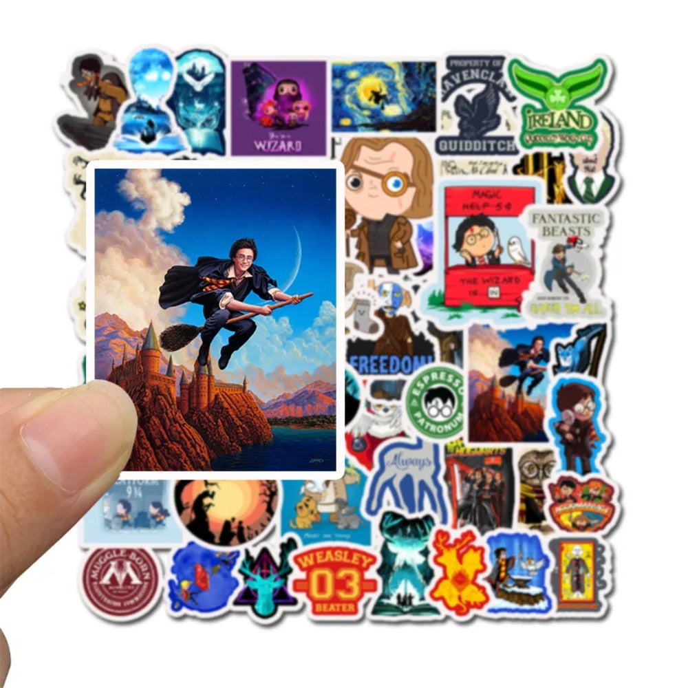 50PCS Cartoon Harry Potter Movie Character Doodle Stickers for Suitcases, Guitars, Water Bottles, Helmets, Stationery Boxes, and Desktop Decor