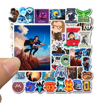 50PCS Cartoon Harry Potter Movie Character Doodle Stickers for Suitcases, Guitars, Water Bottles, Helmets, Stationery Boxes, and Desktop Decor