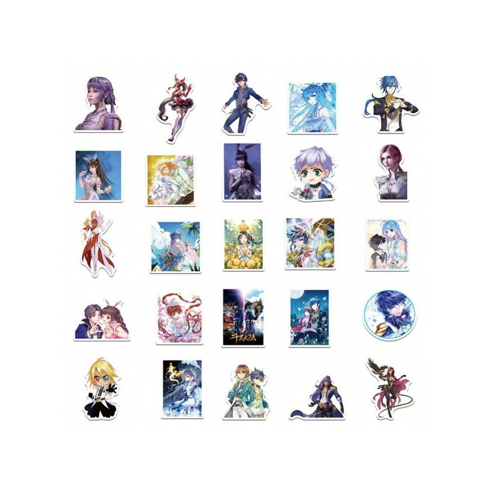 50PCS Cartoon Anime Douluo Continent Doodle Stickers Exquisite and Stylish DIY Decorative Stickers for Notebooks Suitable for Bags, Notebooks, Skateboards, Water Bottles, Helmets, Guitars, and Stationery Boxes