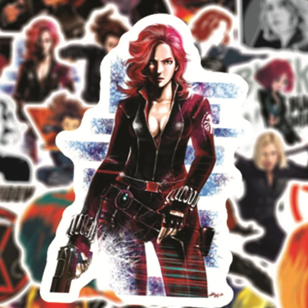 50PCS Black Widow Graffiti Stickers for Suitcases, Laptops, Skateboards, Water Bottles, Stationery Boxes - Exquisite Creative DIY Desktop Decor Decals