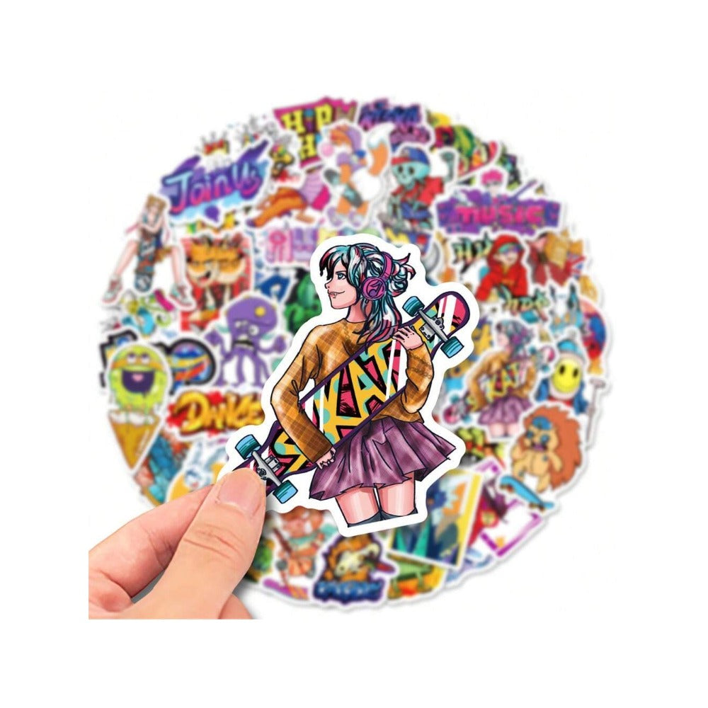 50PCS Street Graffiti Series Stickers Exquisite, Fashionable, Creative DIY Decorative Decals Suitable for Refrigerators, Guitars, Water Bottles, Helmets, Skateboards, Stationery Boxes, and Desktops