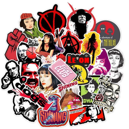 50-Piece Classic European and American Movie Characters Collection Doodle Stickers Perfect for Notebooks, Luggage, Guitars, Water Bottles, Helmets, Stationery Boxes, and Desktop Decor