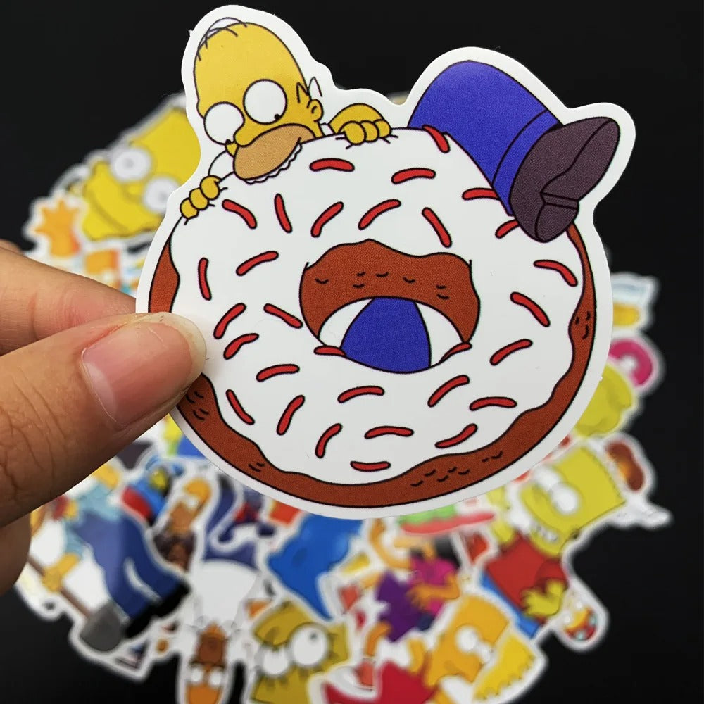 50PCS Cartoon Simpsons Character Doodle Stickers for Suitcases, Skateboards, Water Bottles, Helmets, Guitars, Stationery Boxes, and Beautiful DIY Desktop Decor Decals