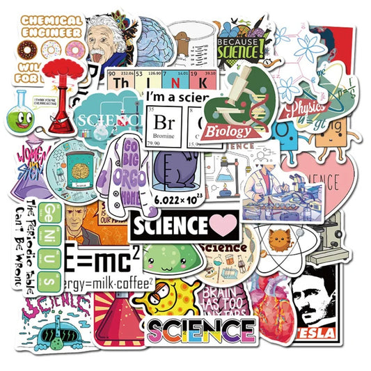 50PCS Science Lab Series Doodle Stickers for Stationery, Desks, Books, Skateboards, Water Bottles, Helmets - Creative Decorative Decals