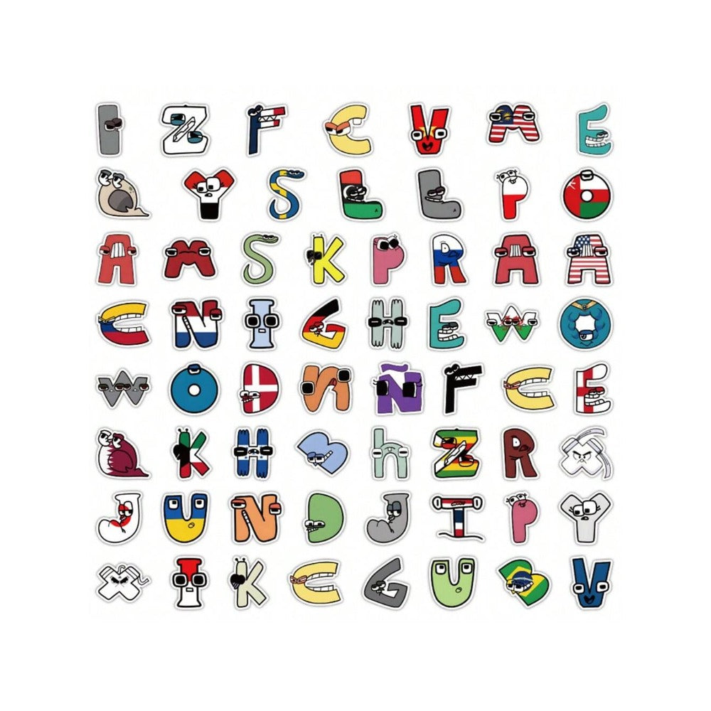 50PCS Adorable Cartoon Alphabet Doodle Stickers Exquisite, Fashionable, Creative DIY Decorative Stickers for Notebooks, Water Bottles, Helmets, Guitars, Stationery Boxes, and Desktops