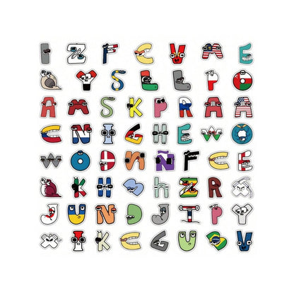 50PCS Adorable Cartoon Alphabet Doodle Stickers Exquisite, Fashionable, Creative DIY Decorative Stickers for Notebooks, Water Bottles, Helmets, Guitars, Stationery Boxes, and Desktops