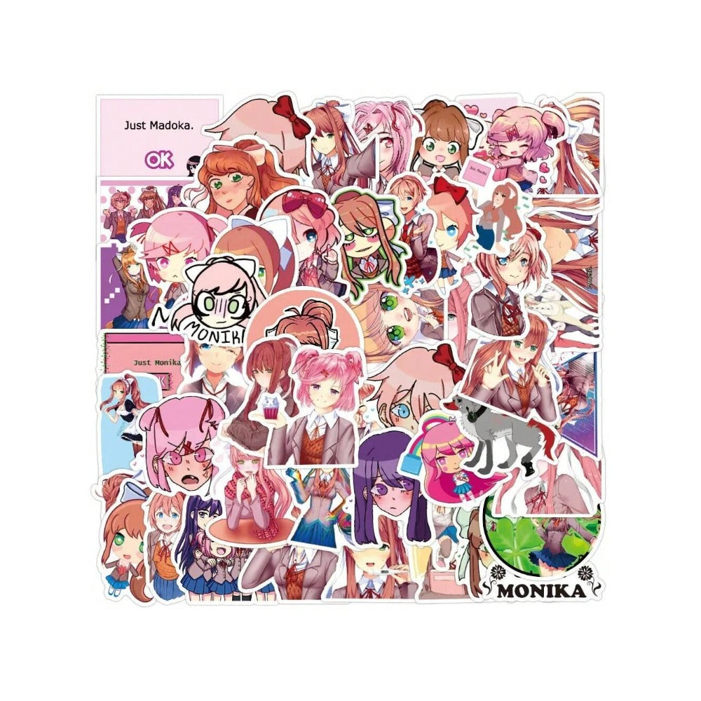 50PCS Anime Cartoon Monica Doodle Stickers - Exquisite, Fashionable, Creative DIY Journal Decorations Suitable for Helmets, Water Bottles, Guitars, Skateboards, and Stationery Cases