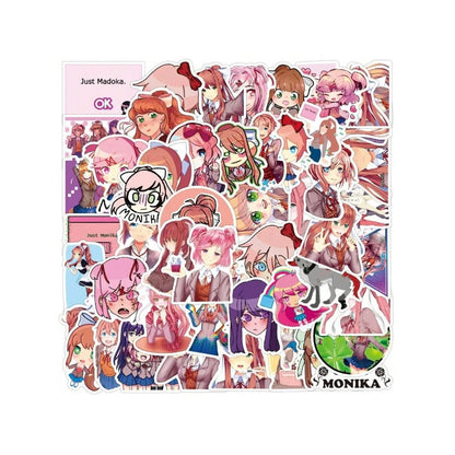50PCS Anime Cartoon Monica Doodle Stickers - Exquisite, Fashionable, Creative DIY Journal Decorations Suitable for Helmets, Water Bottles, Guitars, Skateboards, and Stationery Cases