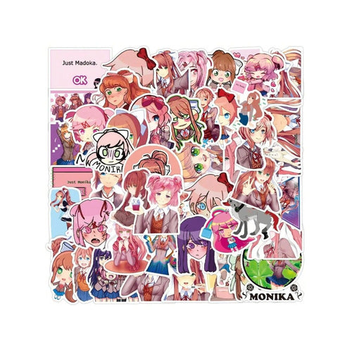 50PCS Anime Cartoon Monica Doodle Stickers - Exquisite, Fashionable, Creative DIY Journal Decorations Suitable for Helmets, Water Bottles, Guitars, Skateboards, and Stationery Cases