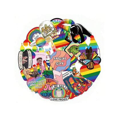 50PCS Gay Cartoon Doodle Stickers - Exquisite, Fashionable, Creative DIY Journal Decor Decals Suitable for Furniture, Skateboards, Helmets, Luggage, Laptops, and Stationery Boxes