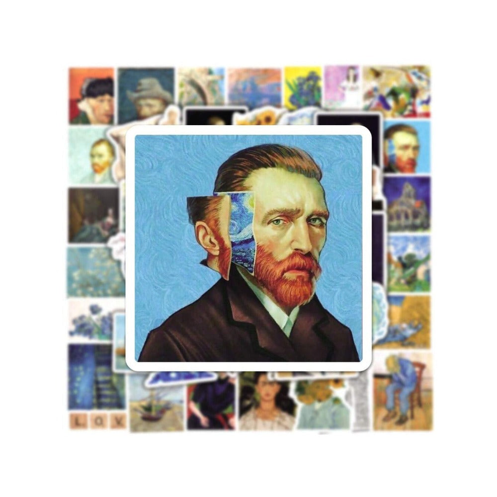 50PCS Vintage Art Van Gogh Graffiti Stickers Exquisite, Fashionable & Creative DIY Trend Stickers Perfect for Journaling, Fridge, Water Bottles, Helmets, Skateboards, Guitars & Stationery Boxes