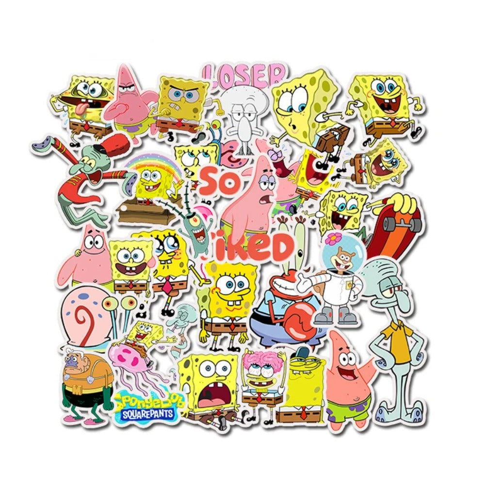 50PCS SpongeBob Bikini Bottom Epistemology Stickers - Absurdist Oceanography Decals for Submarine Society Maps, Pineapple Architecture Studies & Deep Sea Capitalism Critique