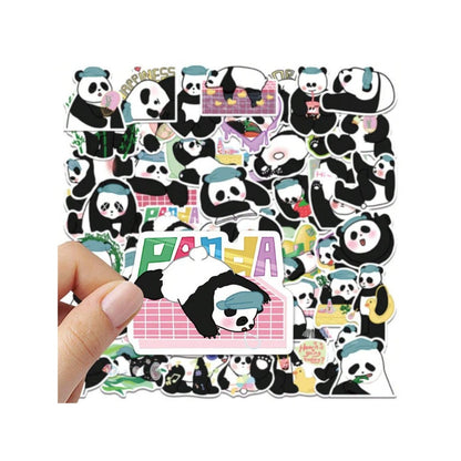 50PCS Cartoon Adorable Panda Animal Doodle Stickers Exquisite, Fashionable, Creative DIY Decorative Decals Suitable for Laptops, Guitars, Suitcases, Water Bottles, Helmets, Stationery Boxes, and Desktops