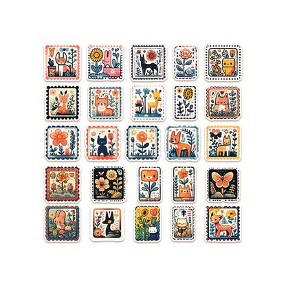 50PCS Cartoon Cute Stamp Doodle Stickers Exquisite Creative DIY Journal Decorative Decals Suitable for Phone Cases, Laptops, Skateboards, Water Bottles, Helmets, and Stationery Boxes