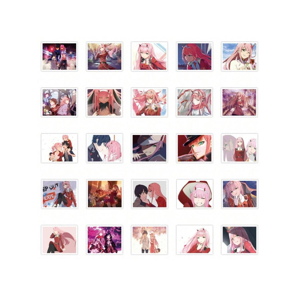 50PCS Anime DARLING in The FRANXX HIRO Zero Two 02 Doodle Stickers Exquisite, Fashionable, Creative DIY Decorative Stickers for Notebooks Suitable for Luggage, Laptops, Skateboards, Guitars, and Stationery Cases