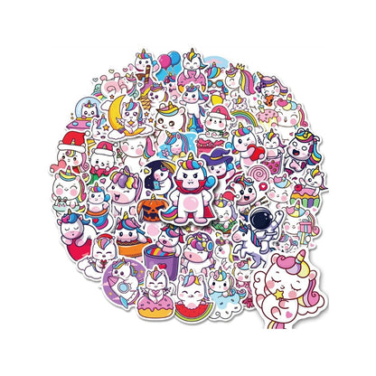 50PCS Unicorn Cartoon Doodle Stickers For decorating refrigerators, skateboards, water bottles, helmets, pencil cases, and creative bullet journals