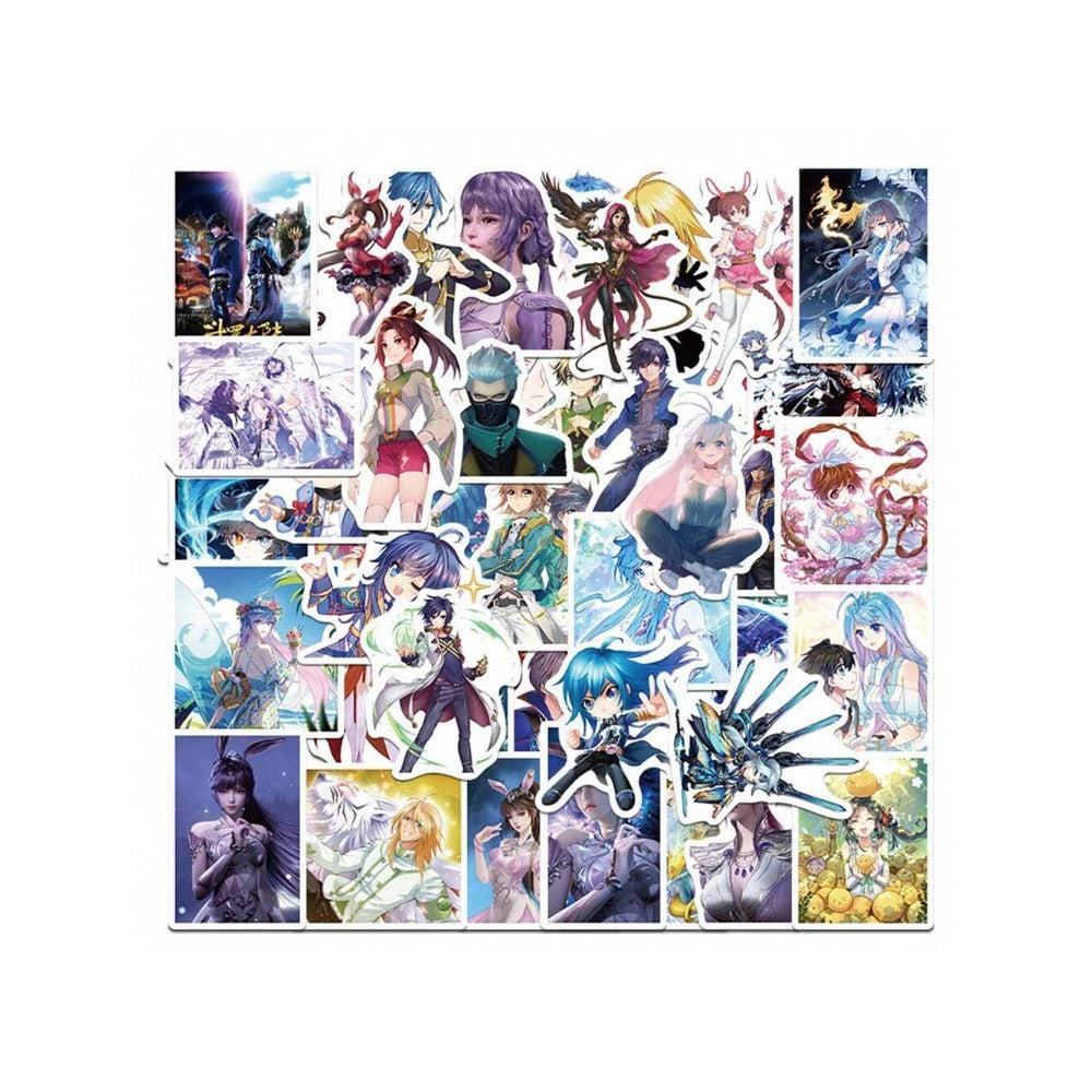 50PCS Cartoon Anime Douluo Continent Doodle Stickers Exquisite and Stylish DIY Decorative Stickers for Notebooks Suitable for Bags, Notebooks, Skateboards, Water Bottles, Helmets, Guitars, and Stationery Boxes