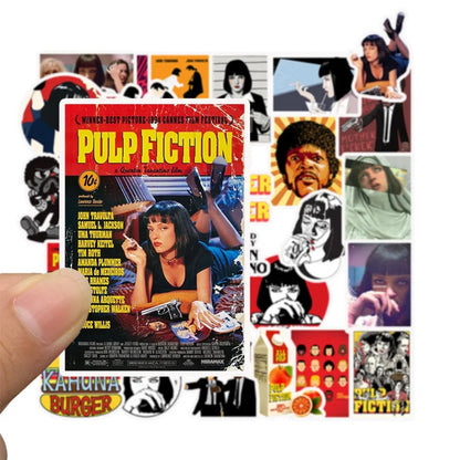 50PCS Pulp Fiction Character Graffiti Stickers for Skateboards, Suitcases, Stationery Boxes, Refrigerators, Water Cups - Exquisite Creative Decorative Decals