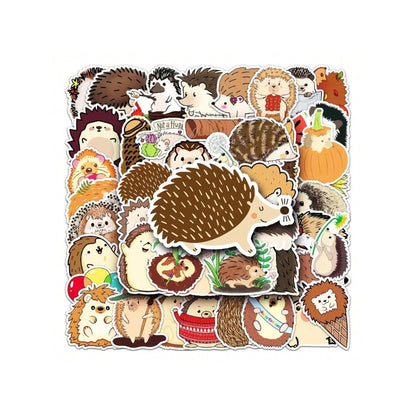 50PCS Cartoon Adorable Hedgehog Animal Doodle Stickers Exquisite Fashion Creative DIY Journal Decorative Decals Suitable for Skateboards, Guitars, Laptops, and Stationery Boxes