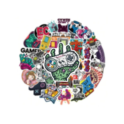 50PCS Cartoon Retro Game Console Series Doodle Stickers Cool Fashion DIY Decorative Stickers for Notebooks Perfect for Suitcases, Laptops, Skateboards, Pencil Cases, and Desktops