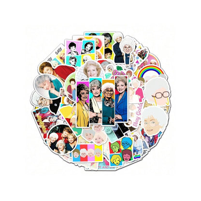 50PCS American Classic Series Gold Girl Graffiti Stickers Exquisite, Fashionable, Creative DIY Journal Decorations Suitable for Notebooks, Diaries, Skateboards, Water Bottles, and Stationery Cases
