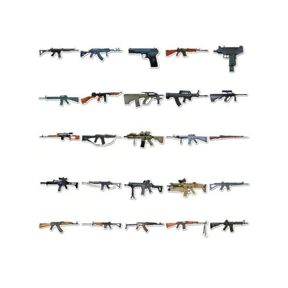 50PCS Military-Style Gun Graffiti Stickers - Exquisite Creative Decorations DIY Decorative Stickers for Notebooks Suitable for Phone Cases, Helmets, Computers, Water Bottles, Desktops, and Stationery Boxes