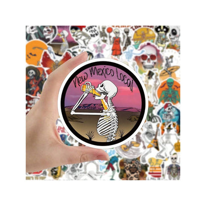 50PCS Cartoon Cute and Stylish Skull Graffiti Stickers Exquisite Creative Decorative Stickers for Notebooks Suitable for Fridges, Skateboards, Helmets, Guitars, Stationery Boxes and Desktops