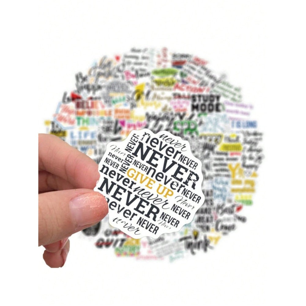 50PCS Inspirational English Learning Motto Doodle Stickers Exquisite, Stylish, Creative DIY Journal Decor Decals Suitable for Mugs, Helmets, Skateboards, and Stationery Cases