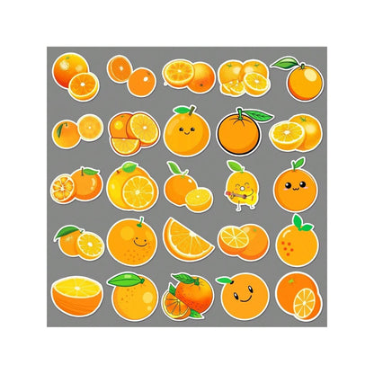 50PCS Cartoon Orange Fruit Doodle Stickers for Refrigerator, Laptop, Phone Case, Skateboard, Stationery Box, and Desktop Decor