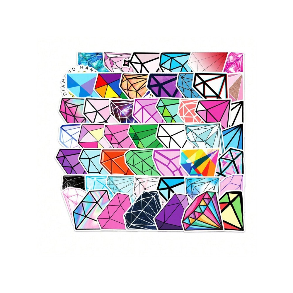 50PCS Sparkling Diamond Cartoon Doodle Stickers Exquisite Creative DIY Decorative Decals Suitable for Phone Cases, Luggage, Refrigerators, Guitars, Skateboards, Stationery Boxes, and Desktops