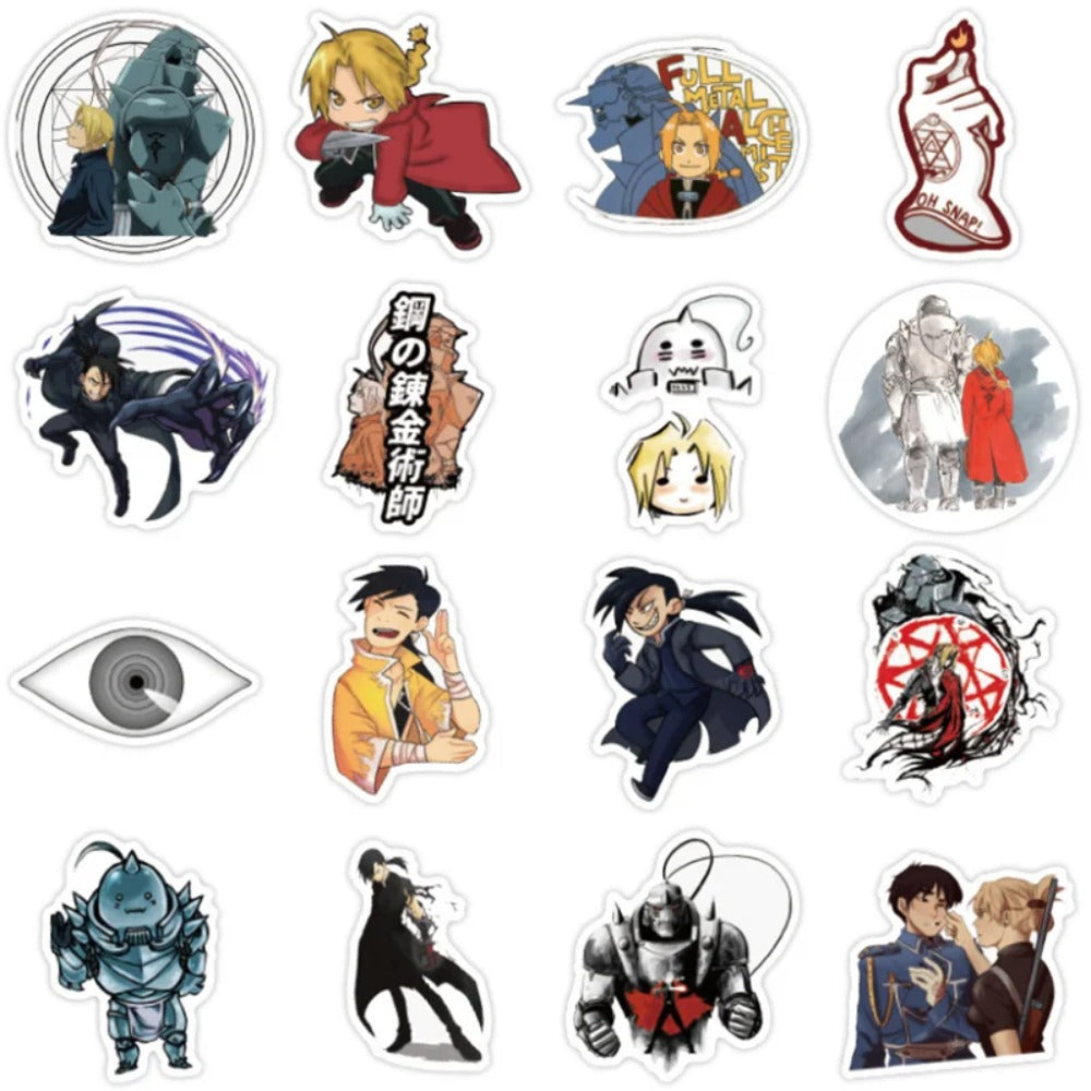 50PCS Fullmetal Alchemist Anime Doodle Stickers Perfect for Suitcases, Laptop Cases, Phone Cases, Skateboards, Stationery Boxes Exquisite Desktop Decorative Decals