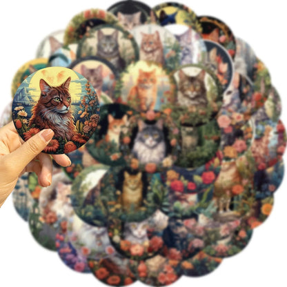 50PCS Purr Post Stickers - Feline Postal Service Decals for Secret Message Journals, Cross-Reality Mail Art & Epistolary Worldbuilding